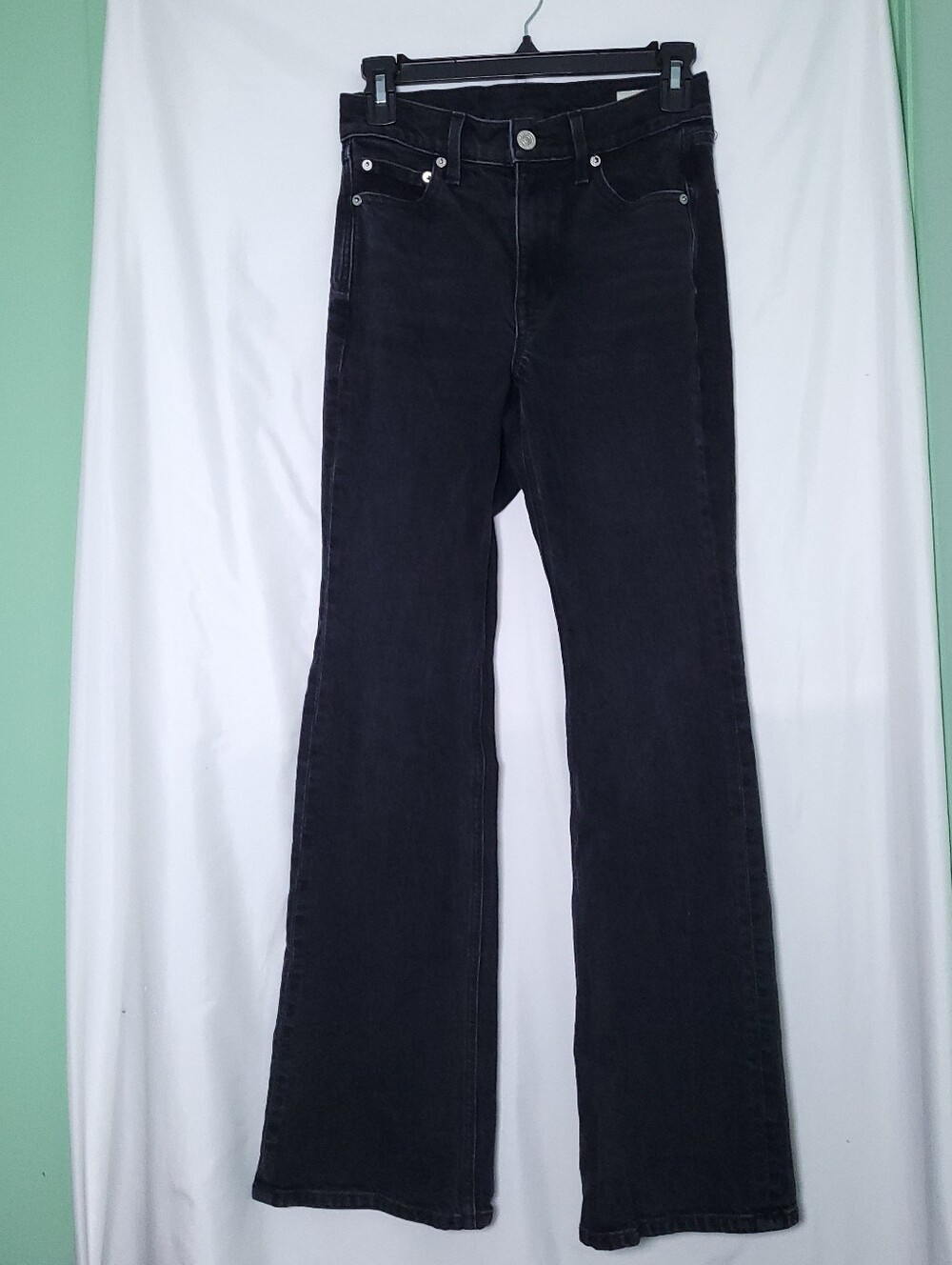 AYR, The Ray, Modern Flare Leg Black Jeans Size 25 SHORT Made In USA
